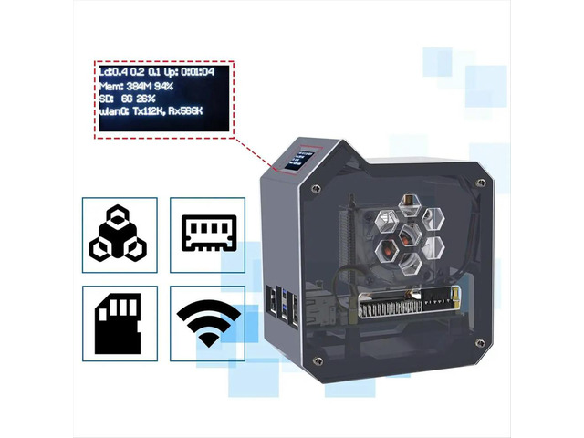 uyuy For Raspberry Pi 5 ABS Mini Tower Case Kit Copper Tube Ice Tower Fan PWM JST RGB LED for RPI 5 Pi5