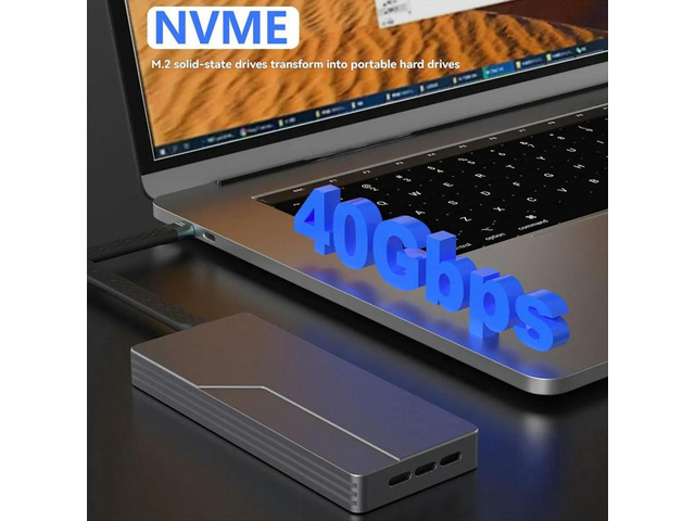 USB4.0 40Gbps NVMe SSD Case SSD Enclosure M.2 to USB4.0 Adapter for M.2 NVME PCIE Built-in Cooling Vest Aluminum Case