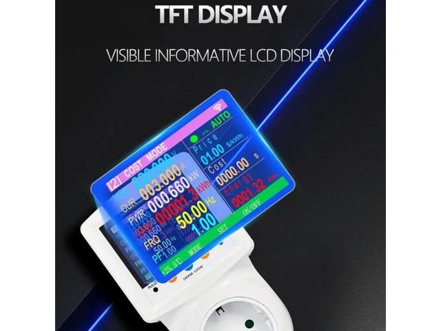 Power Outlet With LCD Screen Display Remote Control Energy Monitoring