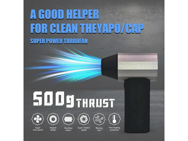 X20 40MM 110000RPM Turbo Fan 30W Two-Way Fast Charging Violent Fan Leaf Blower Car Wash Turbo Jet Fan Black+Silver