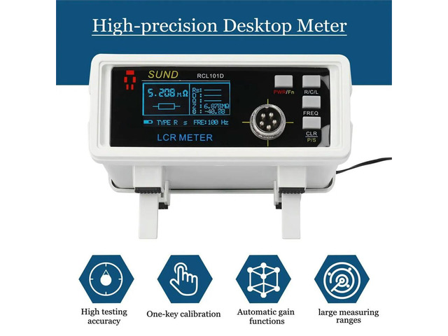 RCL101D Digital Bridge: High-Precision 3-in-1 LCR Meter with Auto-Ranging, Multi-Freq (100Hz/10kHz) & Dual Modes EU-PLUG