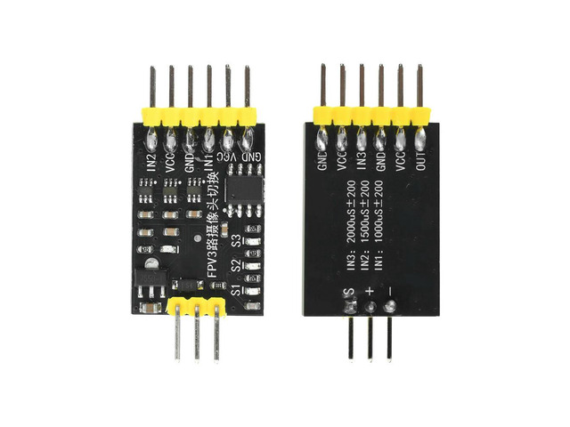 DC5-12V FPV 3-channel camera switching channel video switcher module, PWM control suitable for time traveling machines/drones