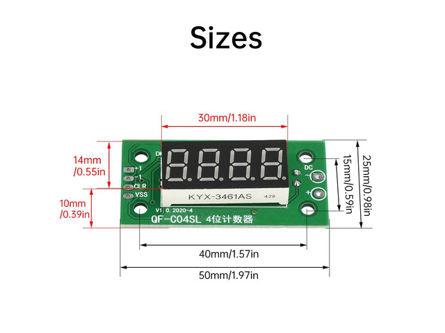 DC 4-25V 0.36'' 4-bit Inch Electronic Digital Counter Low-Level Switch Module Support Electronic Kit