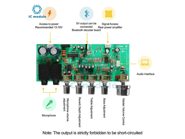 OK339 PT2399 reverberation pre-stage tuning board low-noise power amplifier front board with knob power amplifier module