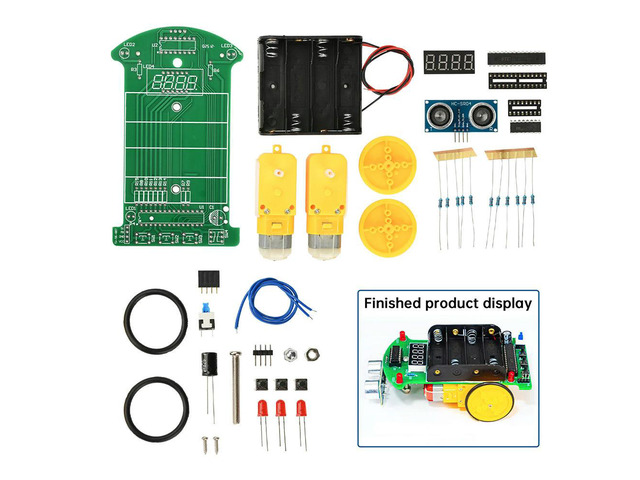 DIY Ultrasonic Ranging Obstacle Avoidance Car Electronic Kit DIY Distance Measuring ligent Programming STC Welding Kit