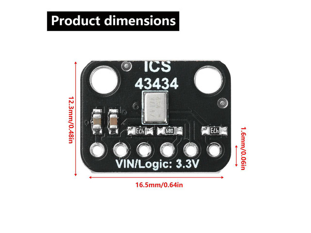 ICS-43434 I2S 3.3V MEMS microphone Module Breakout Low cost Low Pass Filter Electronic Component Kit