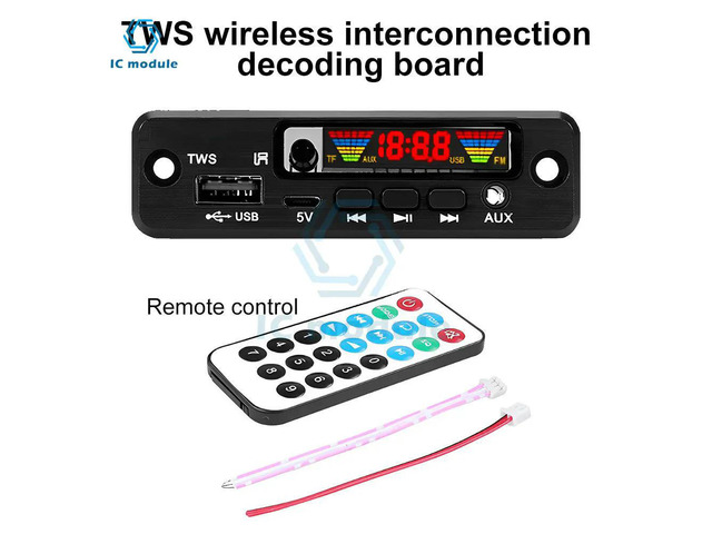 DC3.7-5V TWS interconnection Bluetooth MP3 Decoder Board Lossless Audio FM Remote Control Speaker Accessories AUX FM