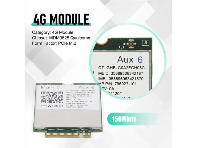 Lt4120 X5 LTE T77W595 796928-001 4G WWAN M.2 150Mbps LTE Modem for Elite X2 840 850 G3 640 650 645