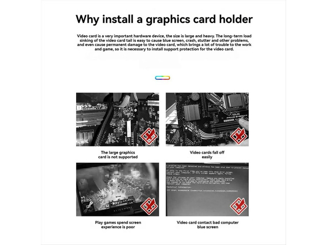 RTX4090/4080/4070/4060 RX580 Aluminum Universal Graphics Card Holder with Base Video Card Bracket GPU Support Stand 75mm