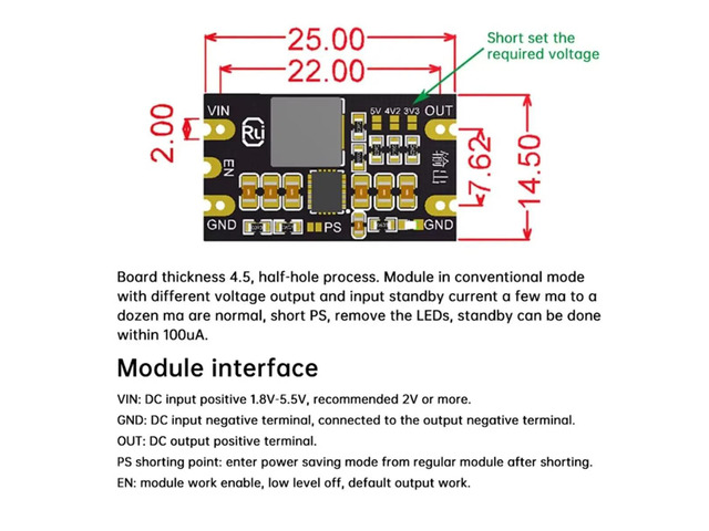 3Pcs DC-DC Boost Module 1.8-5.5V to 3.3V 4.2V 5V 3A Adjustable Output Low Ripple Boost Constant Voltage Module
