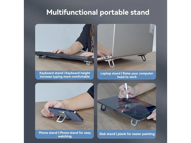 Mini Laptop Stand Foldable Laptop Cooling Pad Laptop Keyboard Lift Stand Adjustable Support Feet B