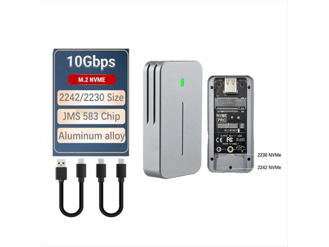 2230 2242 M.2 NVMe Case Enclosure NVMe to USB Adapter M.2 Box 10Gbps USB3.1 Gen 2 PCIe M2 SSD Case for 2230 2242 Drive