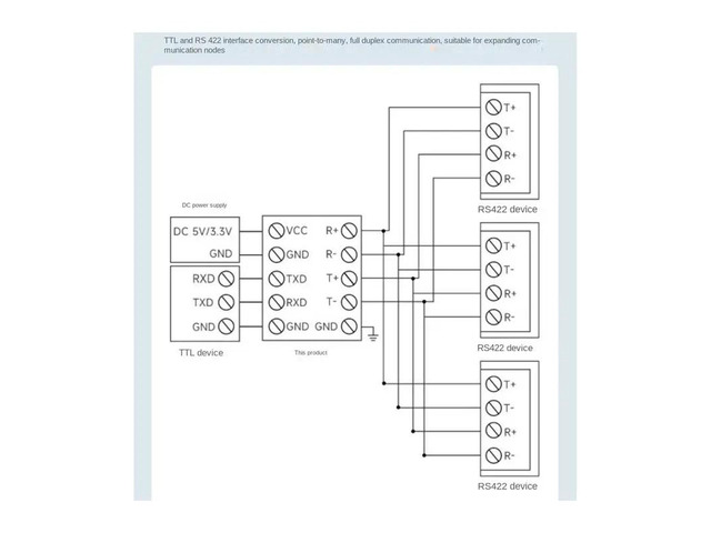 Industrial Guide TTL to RS422 Module Electrical Isolated TTL to RS422 Serial Port Converter with Isolation