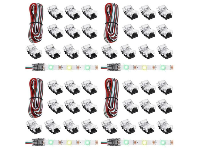 44 Pieces Tunable 3 Pin LED Strip Connectors 10Mm LED Strip Light Connectors LED Strip Connector Terminal For WS2811