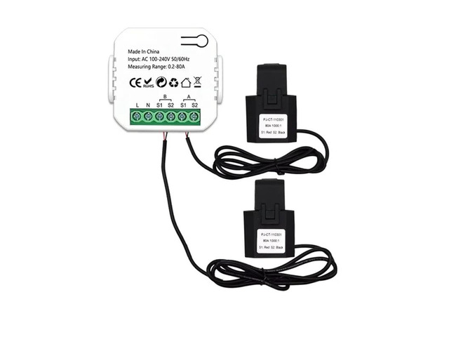 Tuya Smart Zigbee Energy Meter 2 Way Bidirectional With Current Sensor Clamp App Monitor Power 100-240VAC,2 Channels 2CT Du