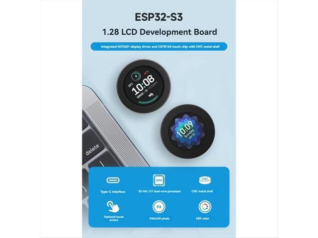 - Development Board with 1.28Inch Round Touch LCD Display 240X240 Gyroscope Sensor with CNC Case