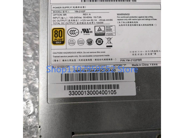 1Pcs for A840-G10 server power supply YM-2102F 1000W YM-2102FBR