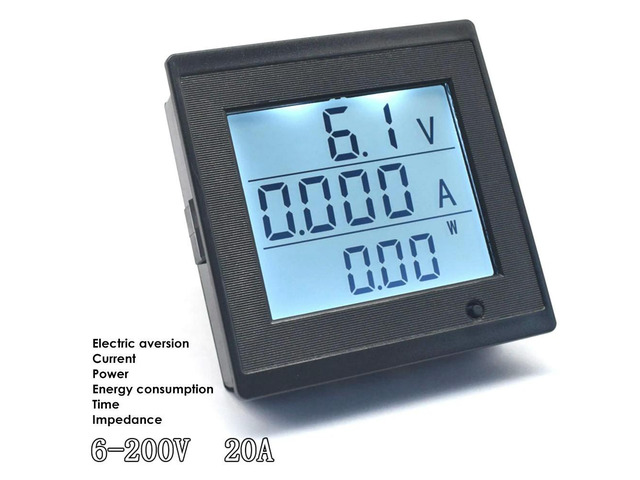 DC6V-200V 20A LCD Digital Display DC Voltage Current Meter 20A Power Consumption Impedance Multi-Function Meter Tester Tools