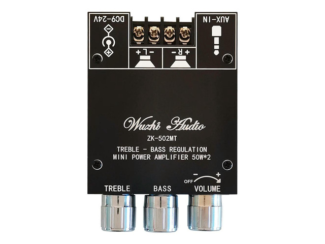 ZK-502MT 2*50W Bluetooth 5.0 Amplifier Board High Power Audio Stereo Amplifier Board AUX Bass Treble AMP