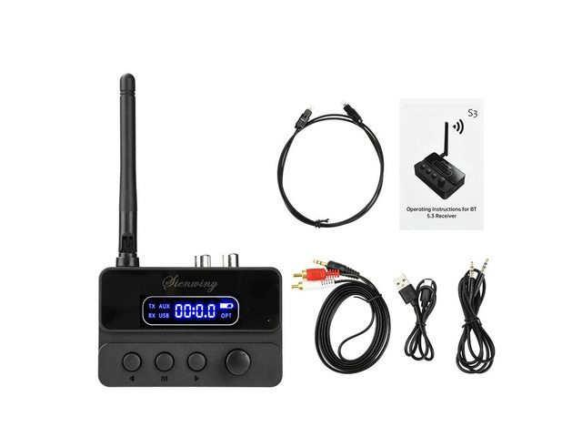BT 5.3 Receiver Transmitter 2-in-1 HiFi Audio Adapter with Fiber Optic Input Output Lossless Digital Sound for Home Audio System