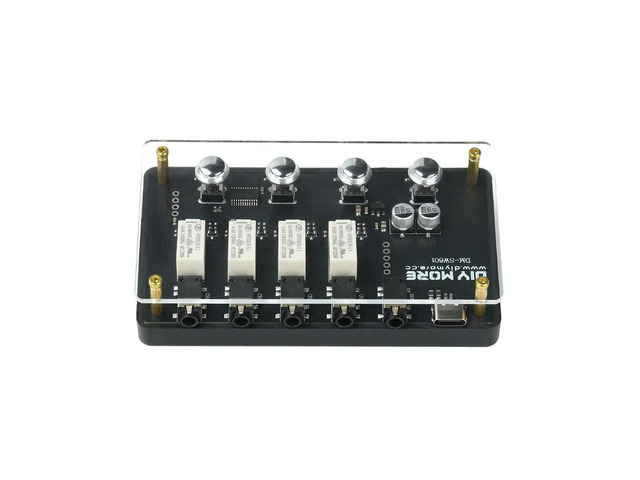 4-In 1-Out 3.5mm Audio Switcher No Noise Magnetic Relay Multi Channel Stereo Switch DM-SW601 for Computer TV Game Console
