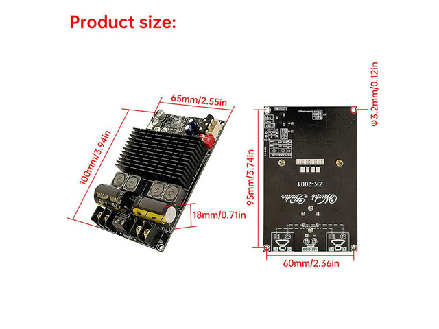 DC 10-30V ZK-2001 TPA3221 Dual Channel Pure Rear Stage Digital Amplifier Board 100W+100W AMP Bridged Mono Subwoofer Speaker