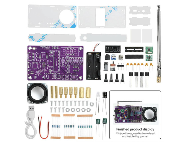 DIY Electronic Kit FM Radio Soldering Kit 87.5MHz~108MHZ Digital Tube Display FM Radio Electronic SolderLearning PCB Kit