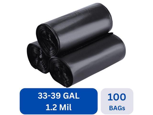 Karat 33-39 Gallon Trash Bags 1.2 Mil Black Heavy Duty Garbage Can Liners (33' x 39') 100 ct