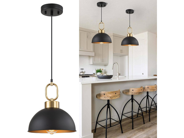 Black and Gold Pendant Lights Kitchen Island, Single Dome Pendant Light