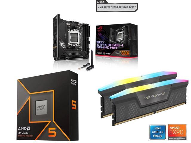 Motherboard CPU Memory Combo - ASUS ROG STRIX B650E-I GAMING WIFI Bundle with AMD Ryzen 5 9600X and Corsair CMH16GX5M2N6000Z36