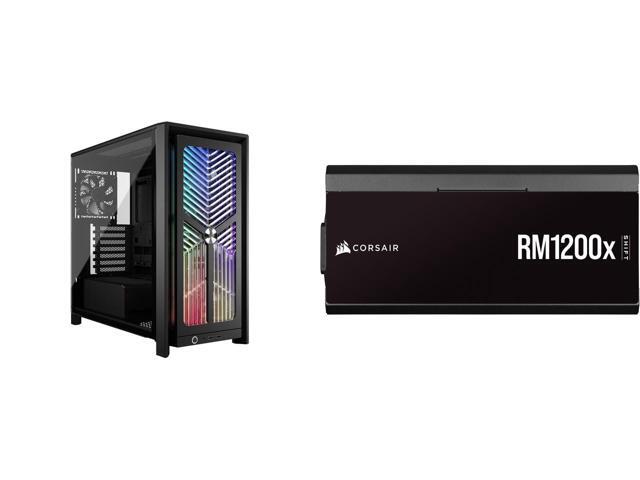 CORSAIR 4000X RS Mid-Tower PC Case, Black - RGB front panel - 4x RS120 fans - Dual 360mm radiator support - ASUS BTF, MSI Project Zero - Black.