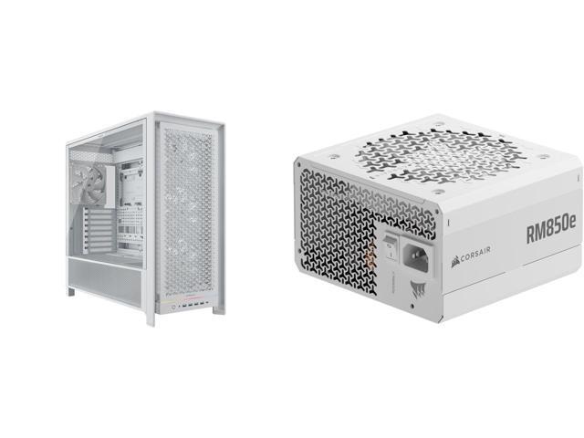 CORSAIR FRAME 5000D RS Mid-Tower PC Case, White + RM850e (2025) Modular ATX Power Supply, 12V-2x6 Cable, ATX 3.1 & PCIe 5.1, Cybenetics Gold, 105°C.