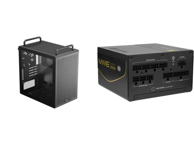 Cooler Master QUBE 340 Micro-ATX Case: Modular, Movable I/O, Magnetic Filters, Tempered Glass, Handles - Black. MWE V4 850W PSU: GPU Shield,...