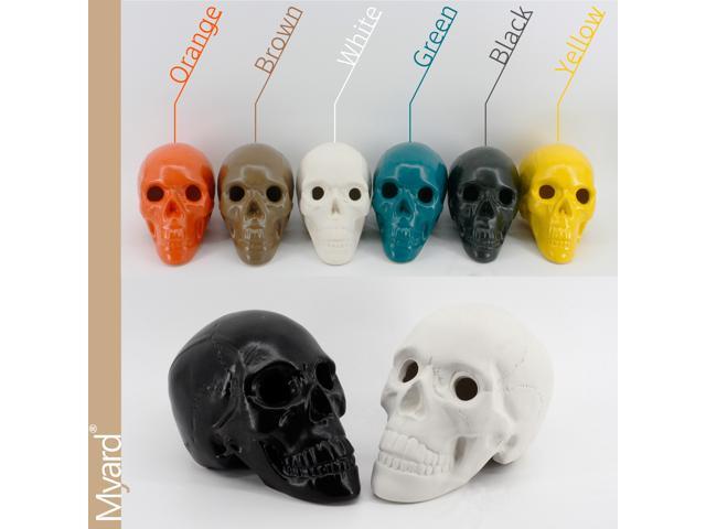 Myard Glaze Enamel Ceramic Fireproof Fire Skull Log for Gas or Wood Fireplace Fire Pit Campfire Bonfire Halloween Horror Decor (Qty 1, Brown)