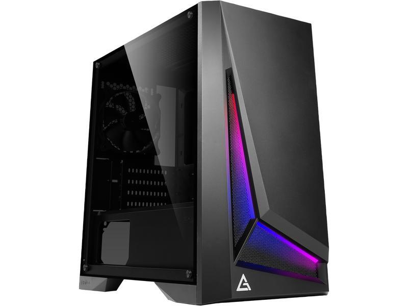Antec Dark Phantom DP301M Black Steel /ARGB Lighting /Tempered Glass Side Panel Compact Micro-ATX Gaming Case