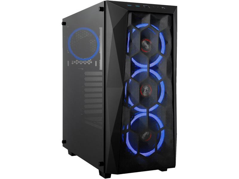 Rosewill ATX Mid Tower Gaming PC Case w/ Front Mesh Ventilation, Tempered Glass/Steel, SPECTRA X-BLUE