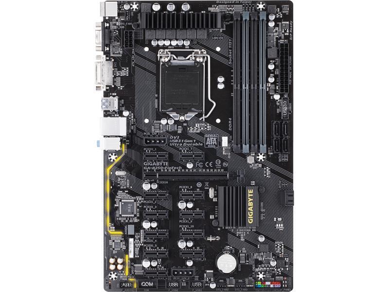 GIGABYTE GA-B250-FinTech (Rev 1.0) LGA 1151 Intel B250 Cryptocurrency Mining (BTC) Motherboard