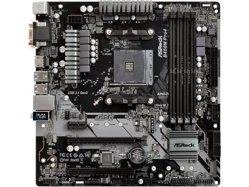 ASRock B450M PRO4 AM4 AMD Promontory SATA 6Gb/s USB 3.1 HDMI Micro ATX AMD Motherboard