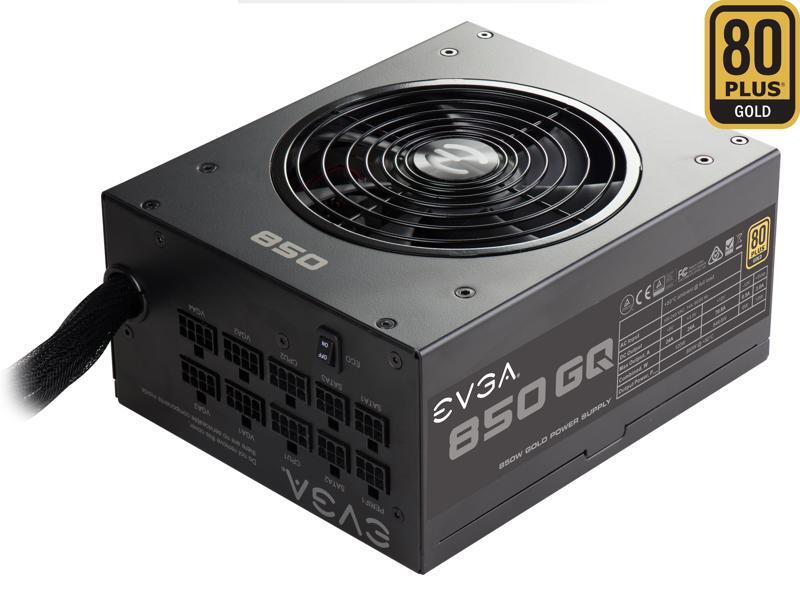 EVGA 850 GQ 80+ GOLD 850W Semi Modular EVGA ECO Mode Power Supply