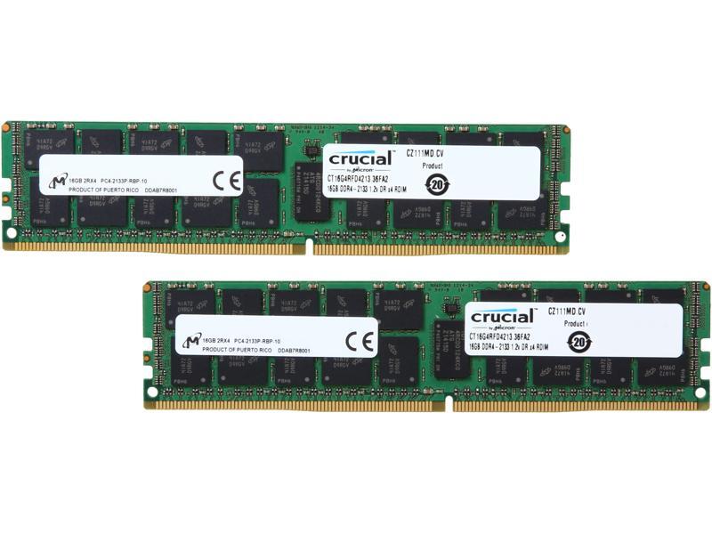Crucial 32GB (2 x 16GB) ECC Registered DDR4 2133 (PC4 17000) Server Memory, CT2K16G4RFD4213