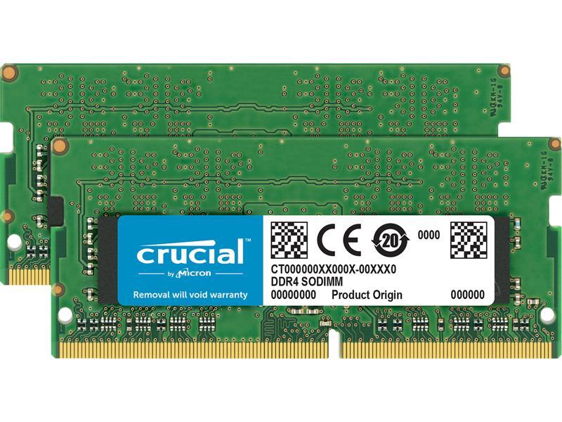 Crucial 32GB (2 x 16GB) DDR4 2666MHz DRAM (Notebook Memory) CL19 1.2V DR SODIMM, CT2K16G4SFD8266