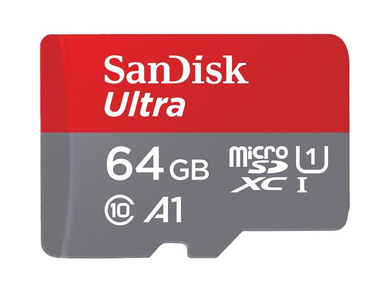 SanDisk 64GB Ultra microSDXC A1 UHS-I/U1 Class 10 Memory Card w/ Adapter, Speed Up to 100MB/s