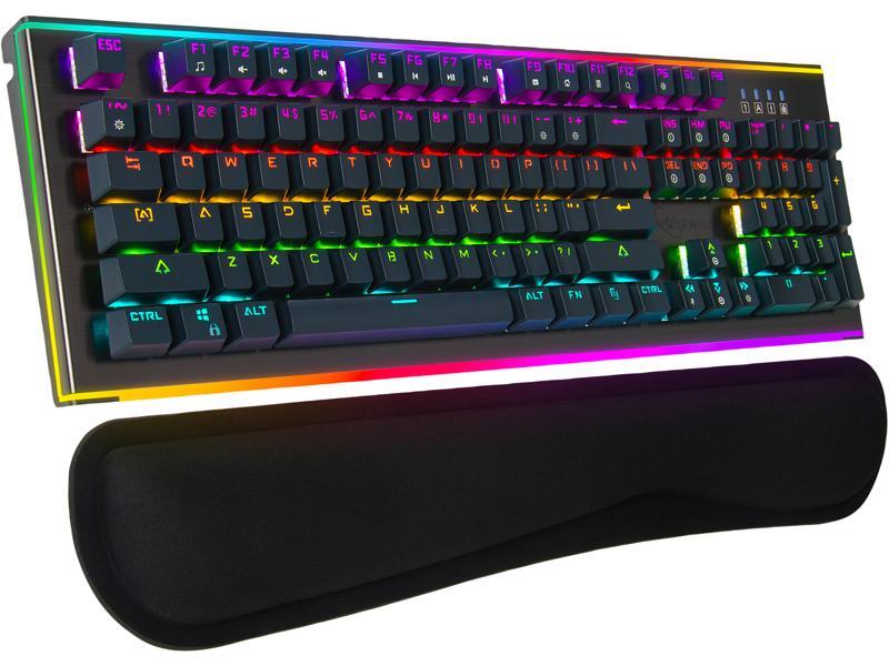 Rosewill Mechanical Gaming Keyboard, 19 RGB Backlit Modes, Dynamic Customizable Rim Backlights, Blue Switches