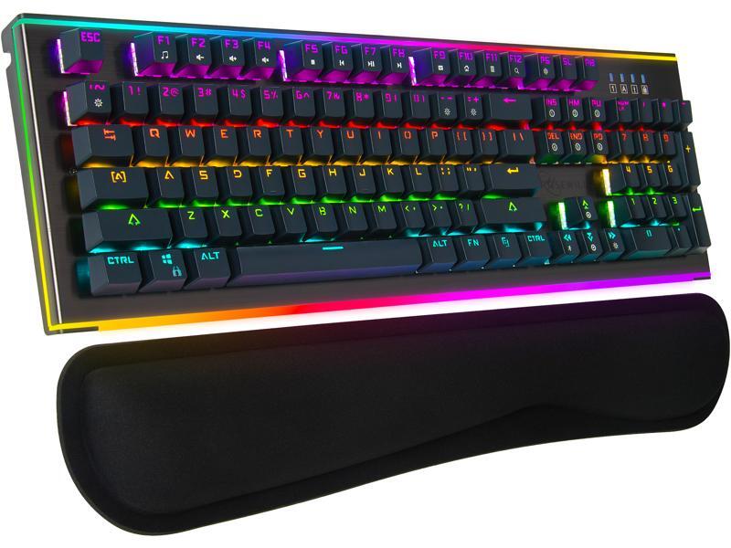 Rosewill Mechanical Gaming Keyboard, 19 RGB Backlit Modes, Dynamic Customizable Rim Backlights, Brown Switches