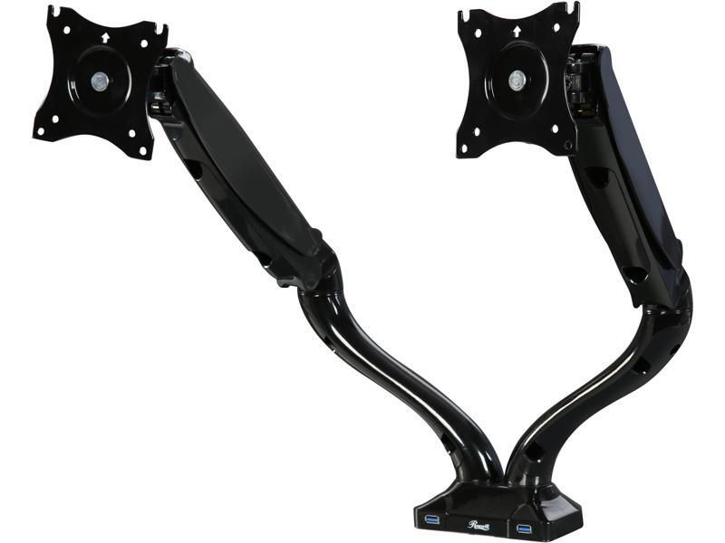 Rosewill Dual Monitor Gas Spring Arm Desk Mount, 13" - 27", VESA, Tilt, Swivel, Rotate, Max 13.2 LBS. Per Arm w/ 2 USB3.0