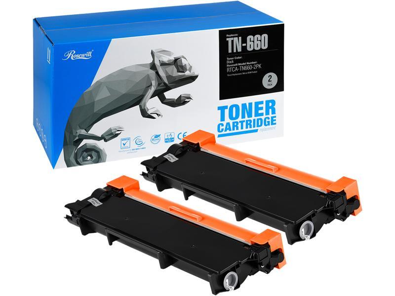 Rosewill Replacement Toner Cartridge for Brother TN660, Black Ink Compatible w/ Brother Laser Printer (2-Pack)
