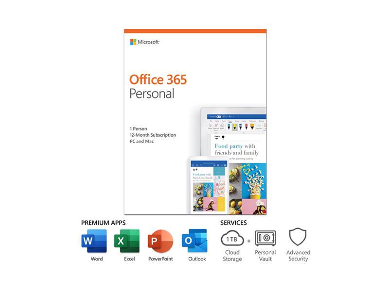 Microsoft Office 365 Personal, 12-Month Subscription, PC/Mac Key Card