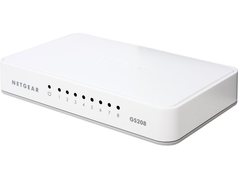 NETGEAR 8-Port Gigabit Ethernet Unmanaged Switch, Desktop, Internet Splitter, Fanless, Plug-and-Play (GS208)