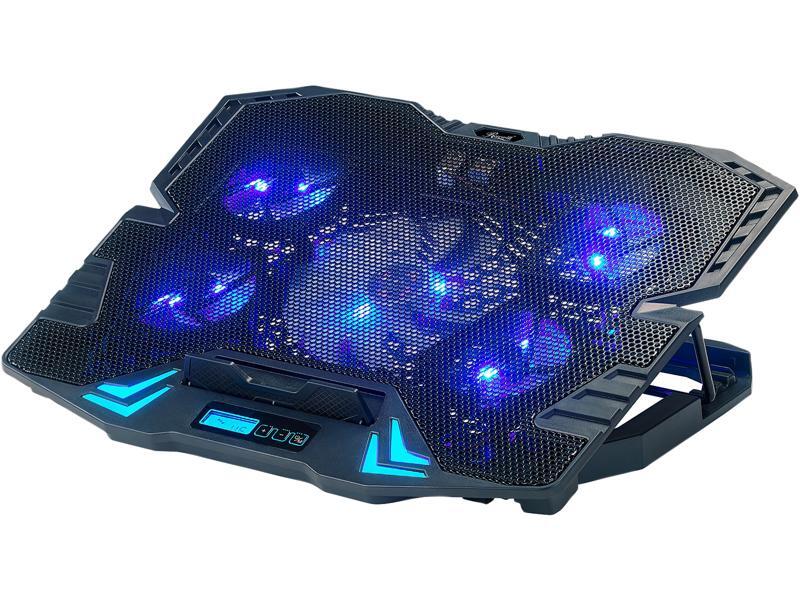 Rosewill Gaming Laptop Cooling Pad, 5 Silent Blue LED Fans, Control Panel w/ LCD Screen, Height Adjustable