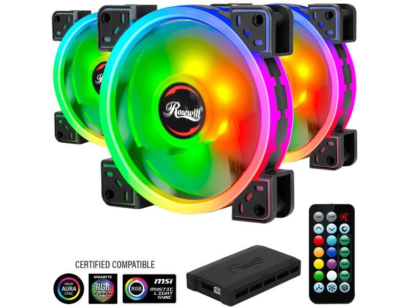 Rosewill 120mm True RGB LED Case Fans (3-Pack) & 8-Port Fan Hub
